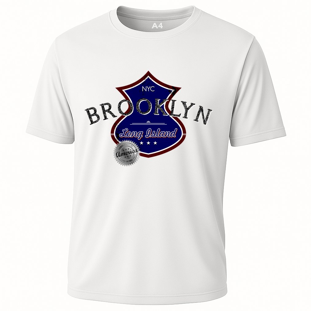 Brooklyn NYC Land of the Free Logo Cooling Performance Crew T-Shirt
