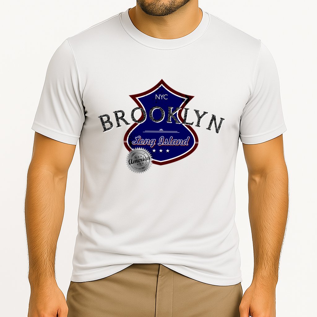Brooklyn NYC Land of the Free Logo Cooling Performance Crew T-Shirt