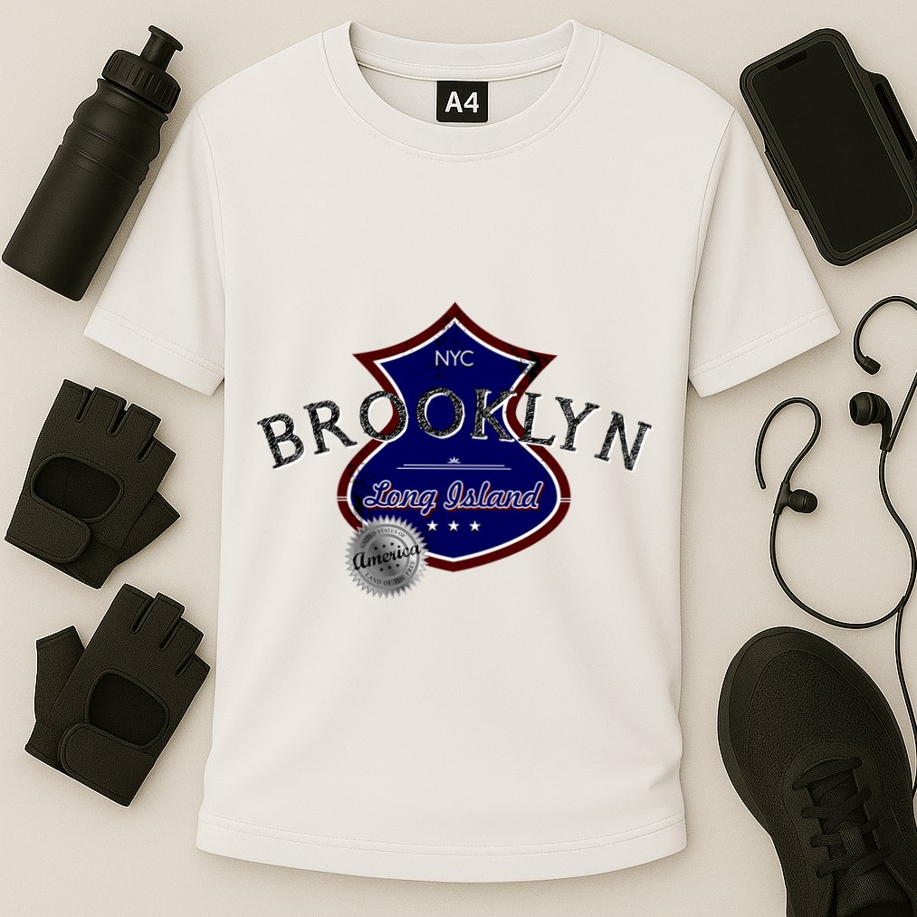Brooklyn NYC Land of the Free Logo Cooling Performance Crew T-Shirt