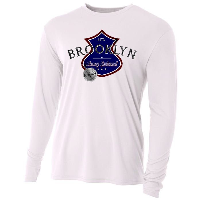 Brooklyn NYC Land of the Free Logo Cooling Performance Long Sleeve Crew