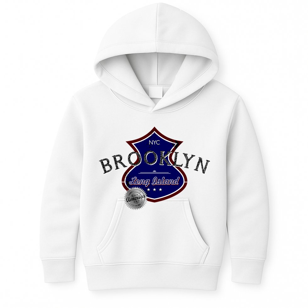 Brooklyn NYC Land of the Free Logo Kids Hoodie