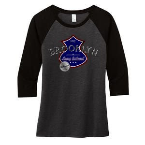 Brooklyn NYC Land of the Free Logo Women's Tri-Blend 3/4-Sleeve Raglan Shirt