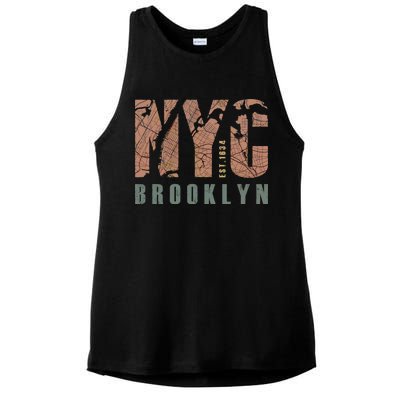 Brooklyn NYC New York City Vintage Emblem Ladies PosiCharge Tri-Blend Wicking Tank