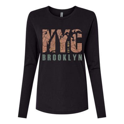 Brooklyn NYC New York City Vintage Emblem Womens Cotton Relaxed Long Sleeve T-Shirt