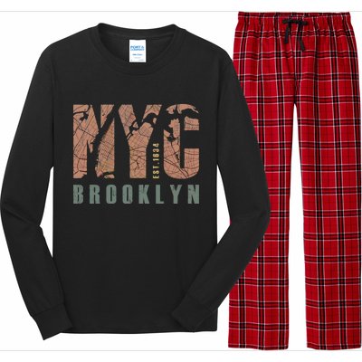 Brooklyn NYC New York City Vintage Emblem Long Sleeve Pajama Set