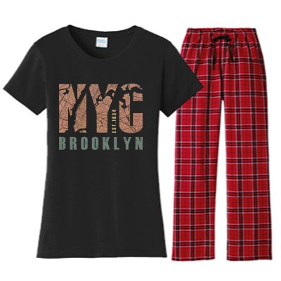 Brooklyn NYC New York City Vintage Emblem Women's Flannel Pajama Set