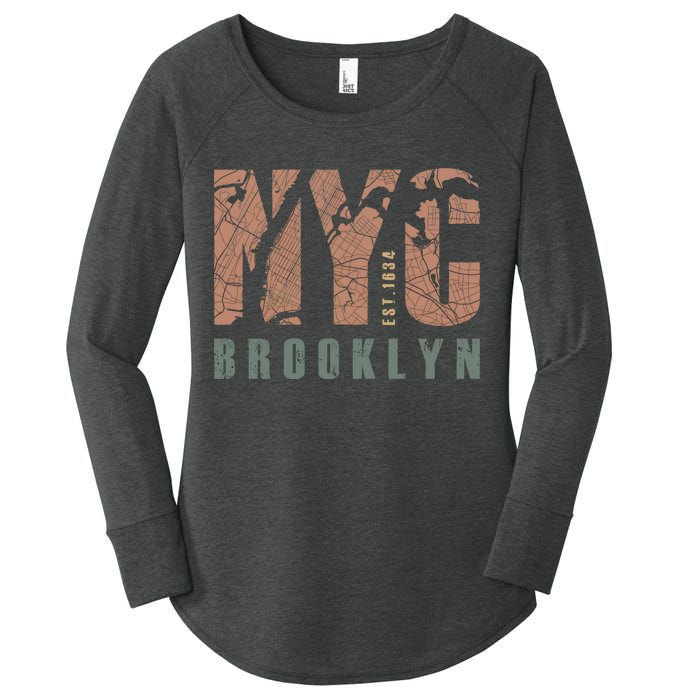 Brooklyn NYC New York City Vintage Emblem Women's Perfect Tri Tunic Long Sleeve Shirt