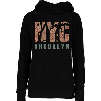 Brooklyn NYC New York City Vintage Emblem Womens Funnel Neck Pullover Hood