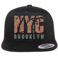 Brooklyn NYC New York City Vintage Emblem Flat Bill Trucker Hat