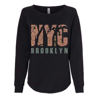 Brooklyn NYC New York City Vintage Emblem Womens California Wash Sweatshirt