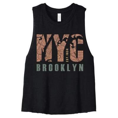 Brooklyn NYC New York City Vintage Emblem Women's Racerback Cropped Tank