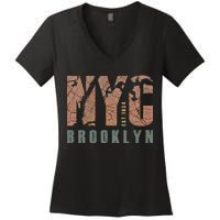 Brooklyn NYC New York City Vintage Emblem Women's V-Neck T-Shirt