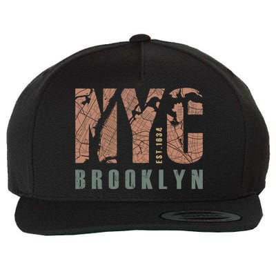 Brooklyn NYC New York City Vintage Emblem Wool Snapback Cap