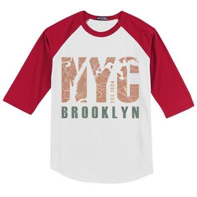 Brooklyn NYC New York City Vintage Emblem Kids Colorblock Raglan Jersey