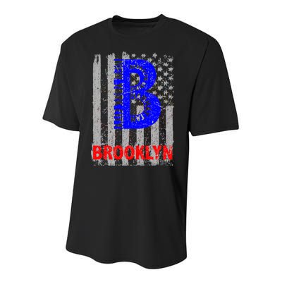 Brooklyn Vintage USA Flag Youth Performance Sprint T-Shirt