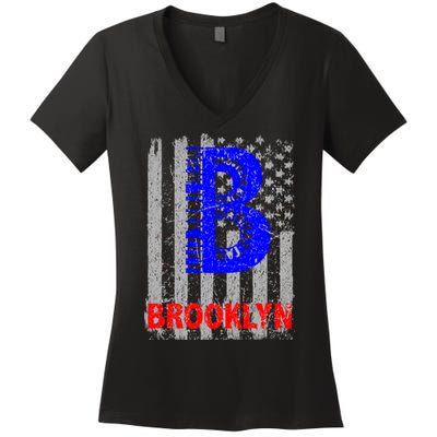 Brooklyn Vintage USA Flag Women's V-Neck T-Shirt