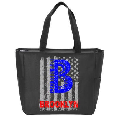 Brooklyn Vintage USA Flag Zip Tote Bag