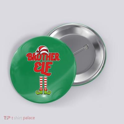 Brother Elf Christmas Button