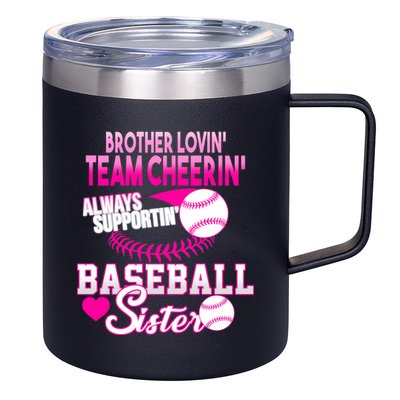 Brother Lovin Team Cheerin Baseball Sister 12oz Stainless Steel Coffee Mug