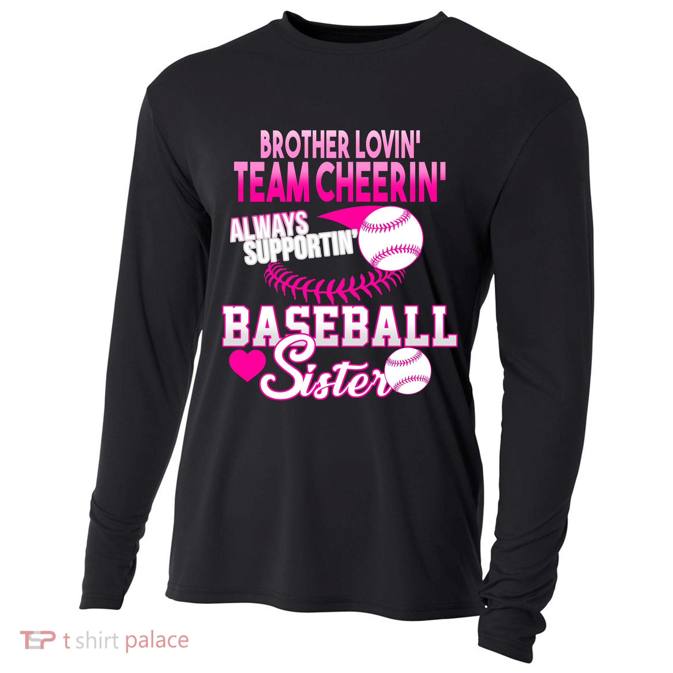 Brother Lovin Team Cheerin Baseball Sister Cooling Performance Long Sleeve Crew