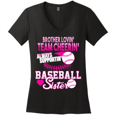 Brother Lovin Team Cheerin Baseball Sister Women's V-Neck T-Shirt