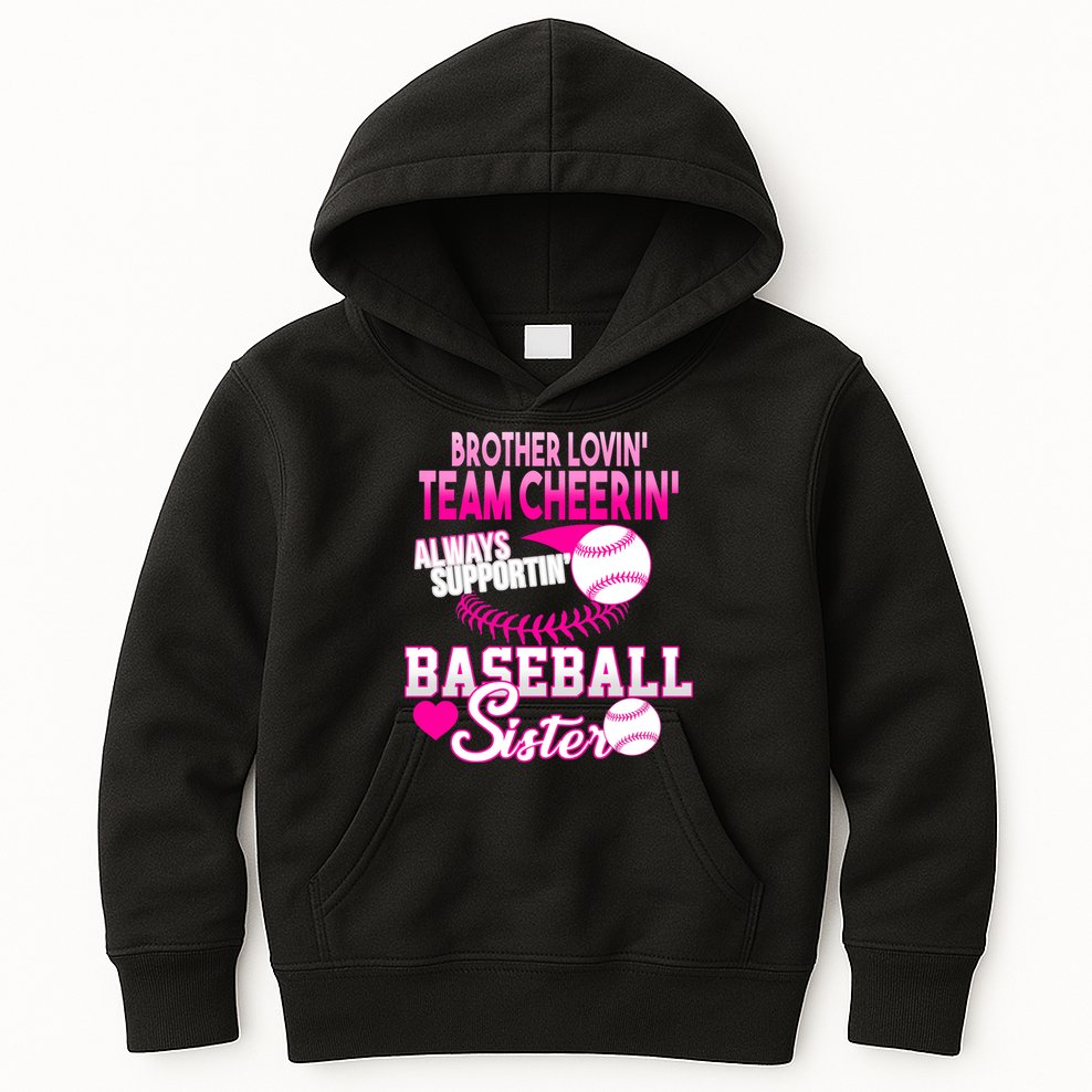 Brother Lovin Team Cheerin Baseball Sister Kids Hoodie
