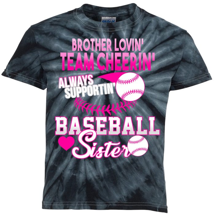 Brother Lovin Team Cheerin Baseball Sister Kids Tie-Dye T-Shirt