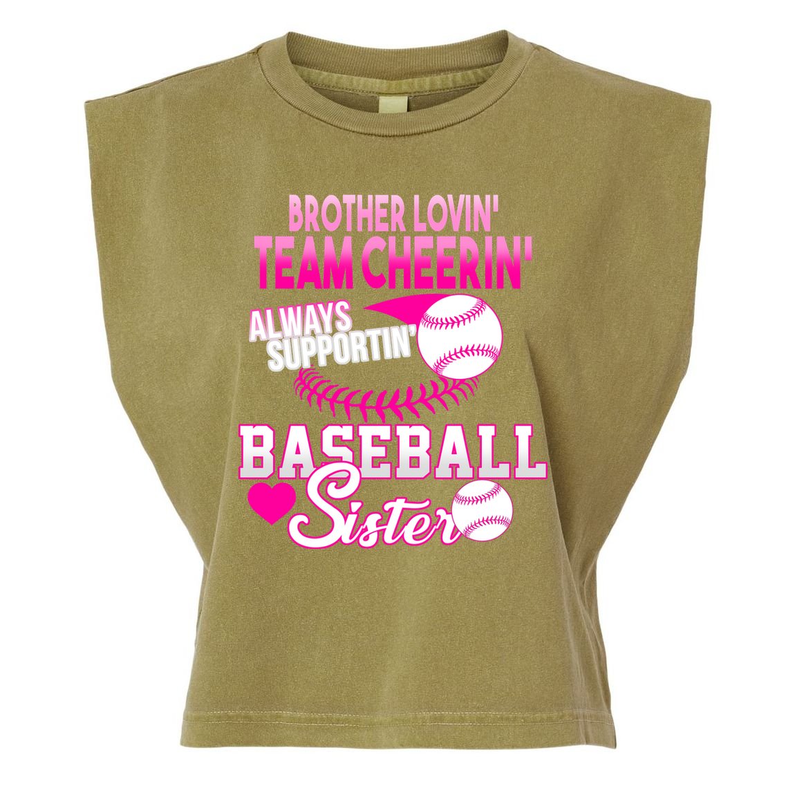 Brother Lovin Team Cheerin Baseball Sister Garment-Dyed Women's Muscle Tee
