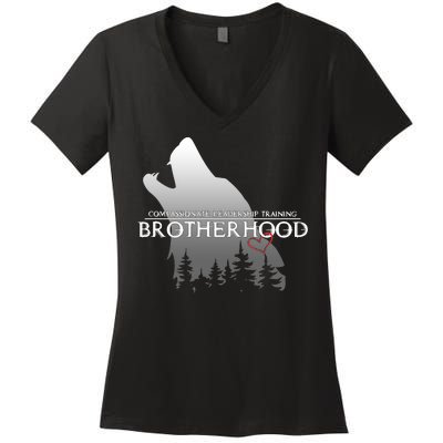 Brotherhood Compassionate Leadership Training Wolf  Women's V-Neck T-Shirt