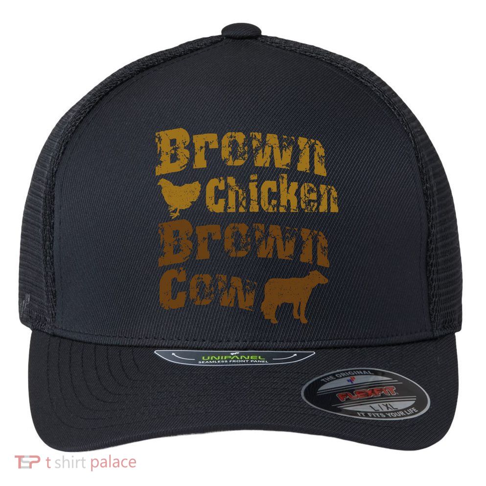 Brown Chicken Brown Cow Flexfit Unipanel Trucker Cap