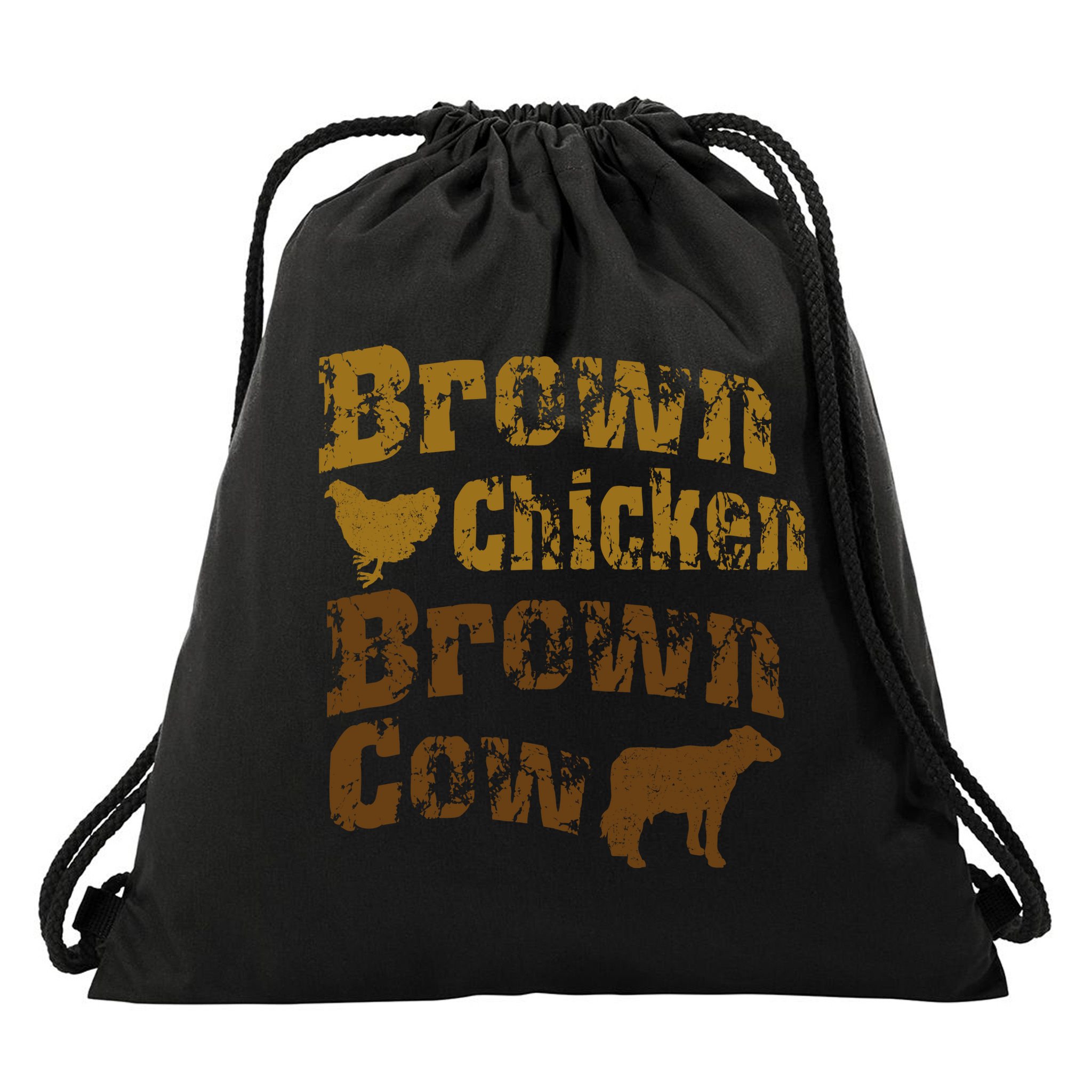 Brown Chicken Brown Cow Drawstring Bag