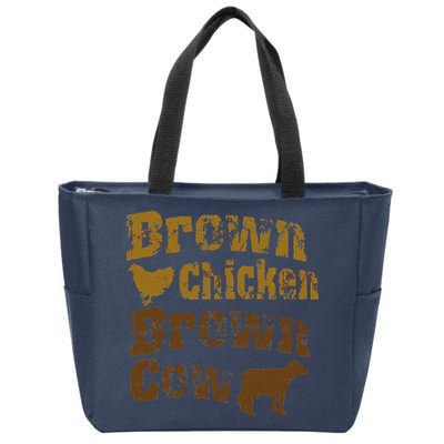 Brown Chicken Brown Cow Zip Tote Bag