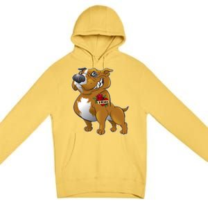 Brown Pitbull I Love Mom Premium Pullover Hoodie