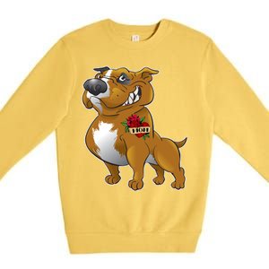 Brown Pitbull I Love Mom Premium Crewneck Sweatshirt