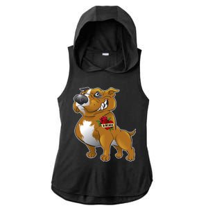 Brown Pitbull I Love Mom Ladies PosiCharge Tri-Blend Wicking Draft Hoodie Tank