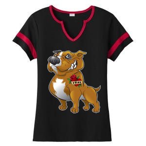 Brown Pitbull I Love Mom Ladies Halftime Notch Neck Tee