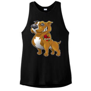 Brown Pitbull I Love Mom Ladies PosiCharge Tri-Blend Wicking Tank