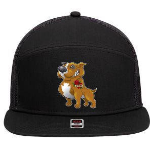 Brown Pitbull I Love Mom 7 Panel Mesh Trucker Snapback Hat