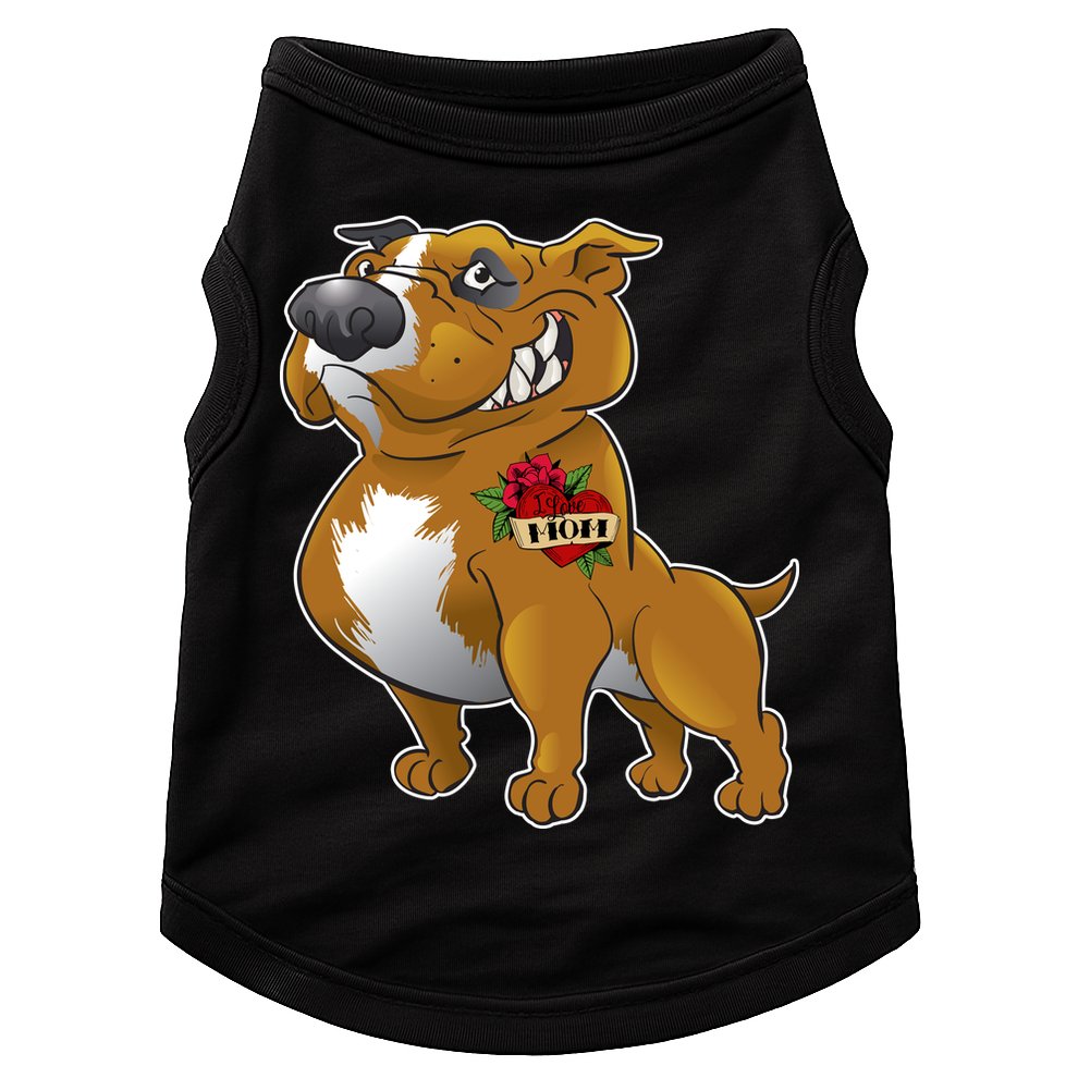 Brown Pitbull I Love Mom Doggie Tank