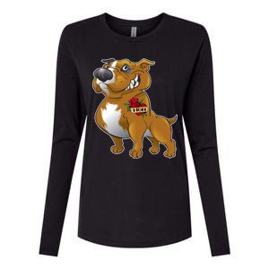 Brown Pitbull I Love Mom Womens Cotton Relaxed Long Sleeve T-Shirt