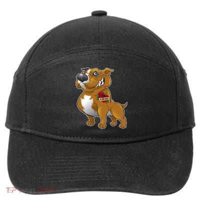 Brown Pitbull I Love Mom 7-Panel Snapback Hat