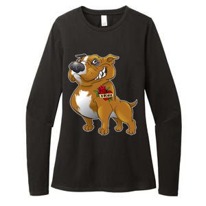 Brown Pitbull I Love Mom Womens CVC Long Sleeve Shirt