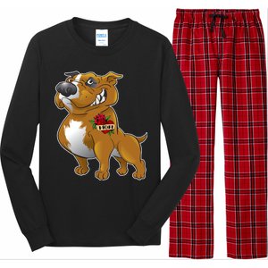 Brown Pitbull I Love Mom Long Sleeve Pajama Set