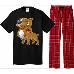 Brown Pitbull I Love Mom Pajama Set