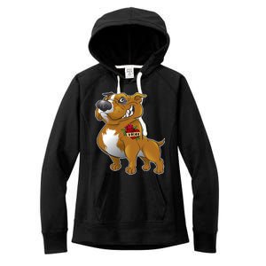 Brown Pitbull I Love Mom Women's Fleece Hoodie