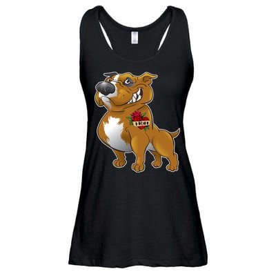 Brown Pitbull I Love Mom Ladies Essential Flowy Tank