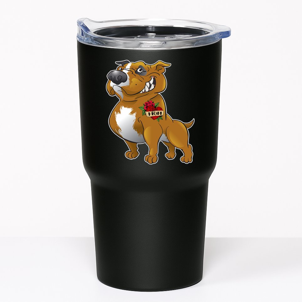 Brown Pitbull I Love Mom Tumbler