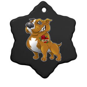 Brown Pitbull I Love Mom Ceramic Star Ornament