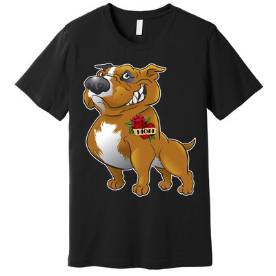 Brown Pitbull I Love Mom Premium T-Shirt