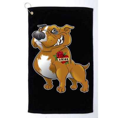 Brown Pitbull I Love Mom Golf Towel